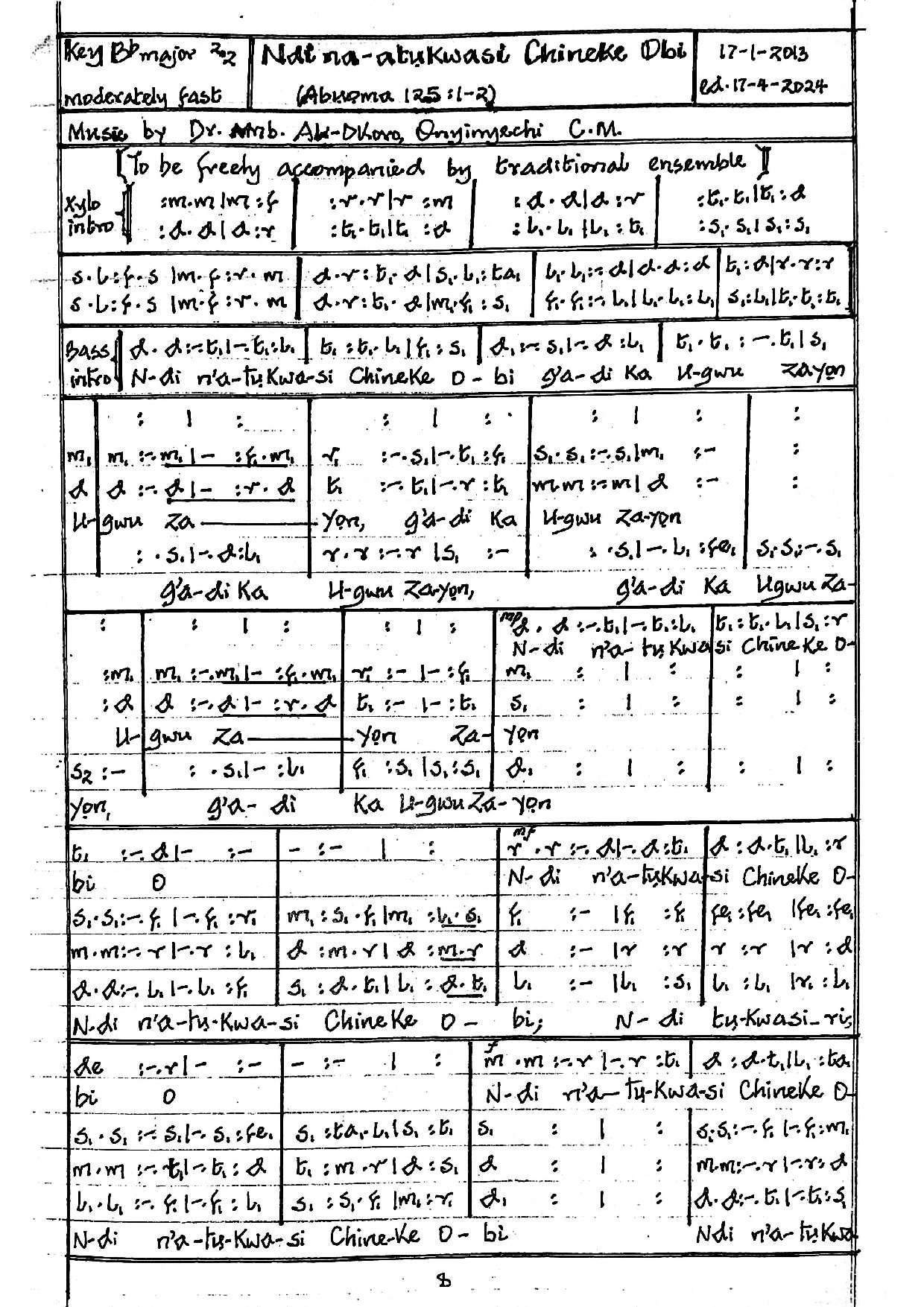 Ndi Na-atụkwasi Chineke Obi By Dr Ali Okoro Onyinyechi - Download Choir Script PDF