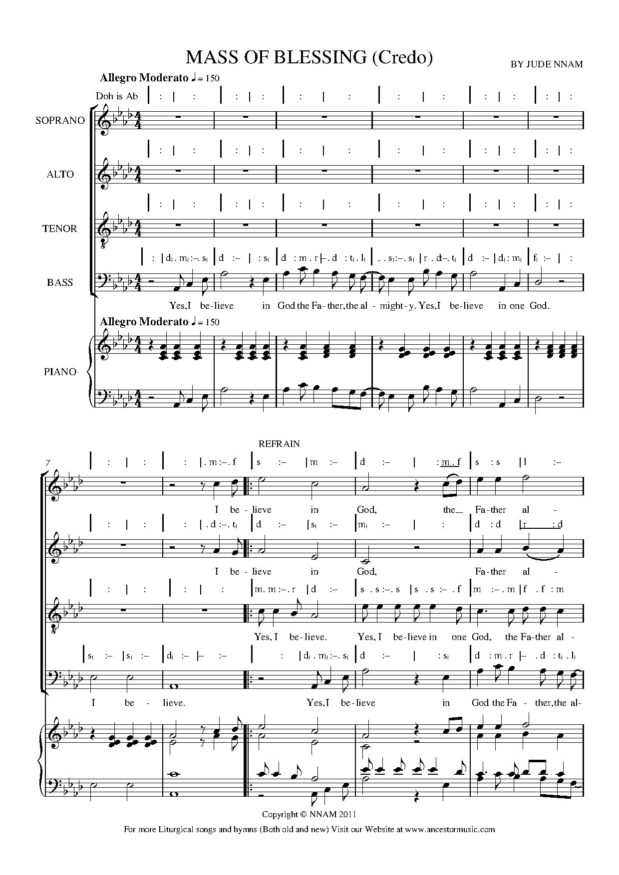 Mass Of Blessing - Credo - Download Choir Script PDF