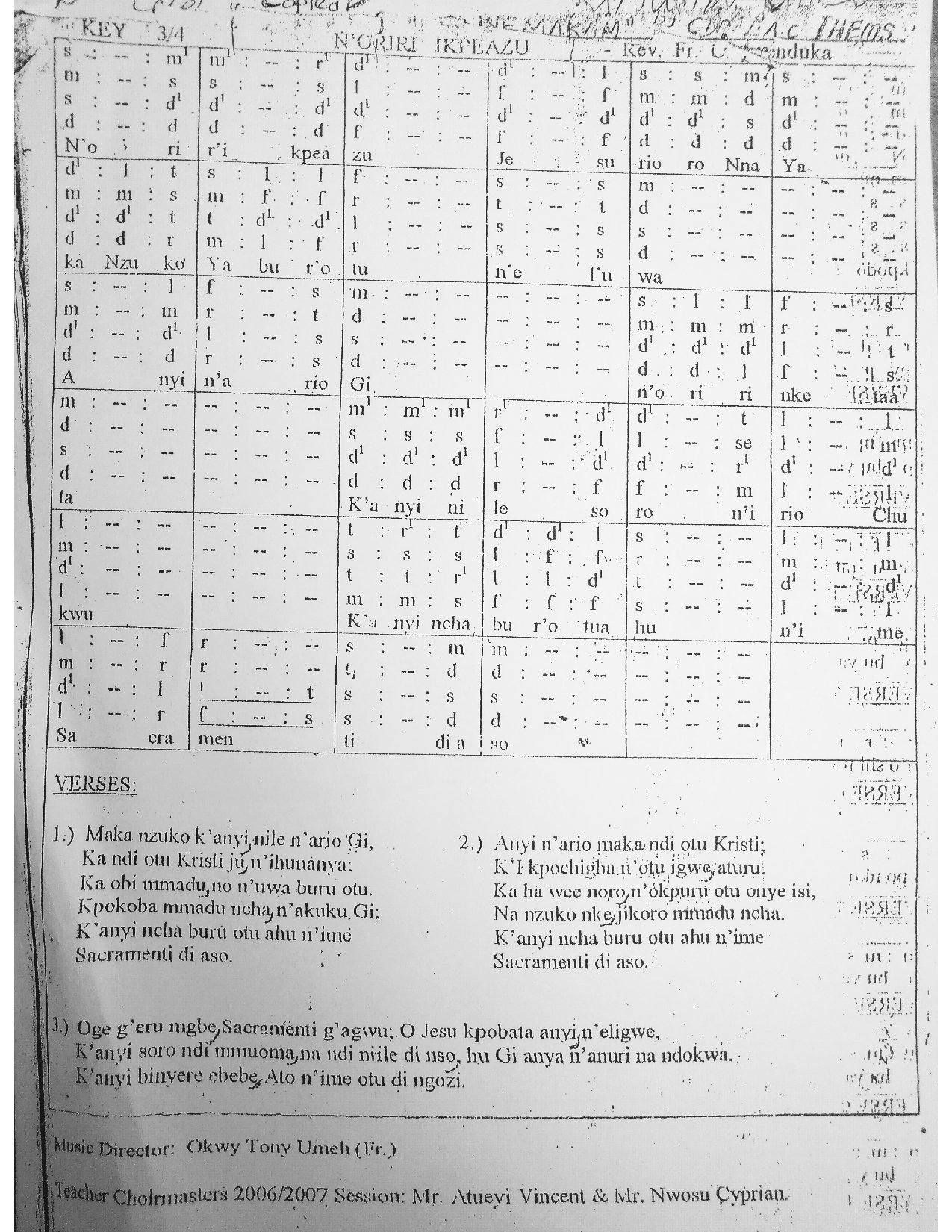 N'oriri Ikpeazu By Ezenduka - Download Choir Script PDF