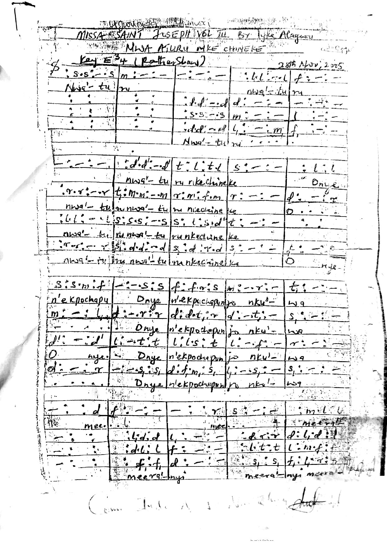 Nwaturu Nke Chineke (missa St Joseph Imsu) 2 - Download Choir Script PDF