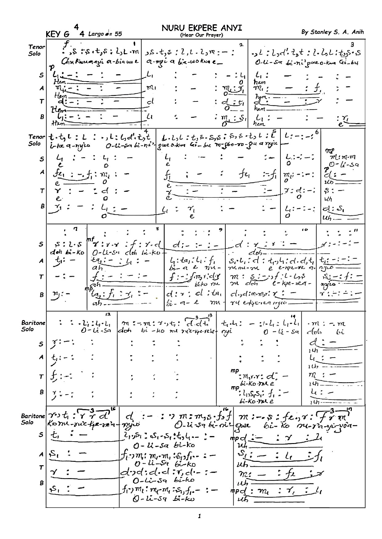 Nuru Ekpere - Stanley Ani - Download Choir Script PDF