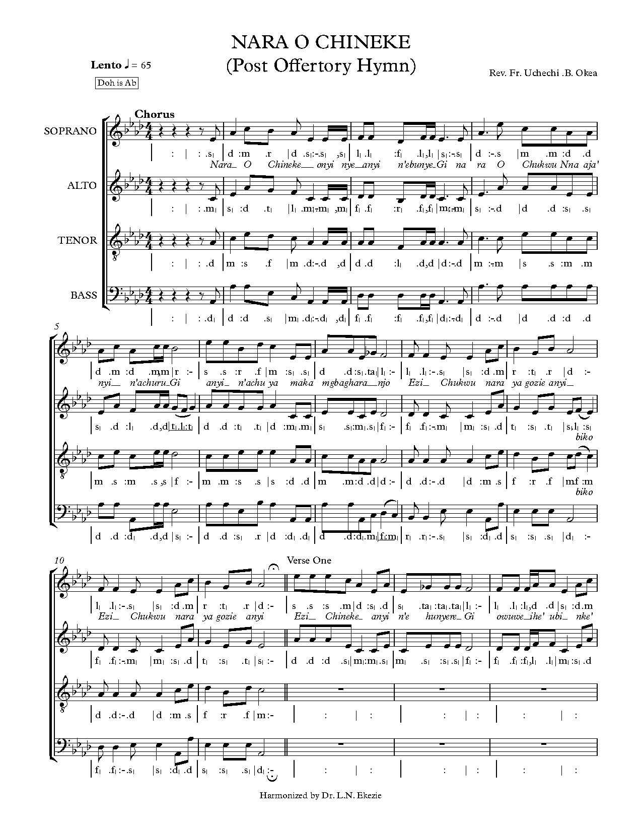 Nara O Chineke - - Download Choir Script PDF