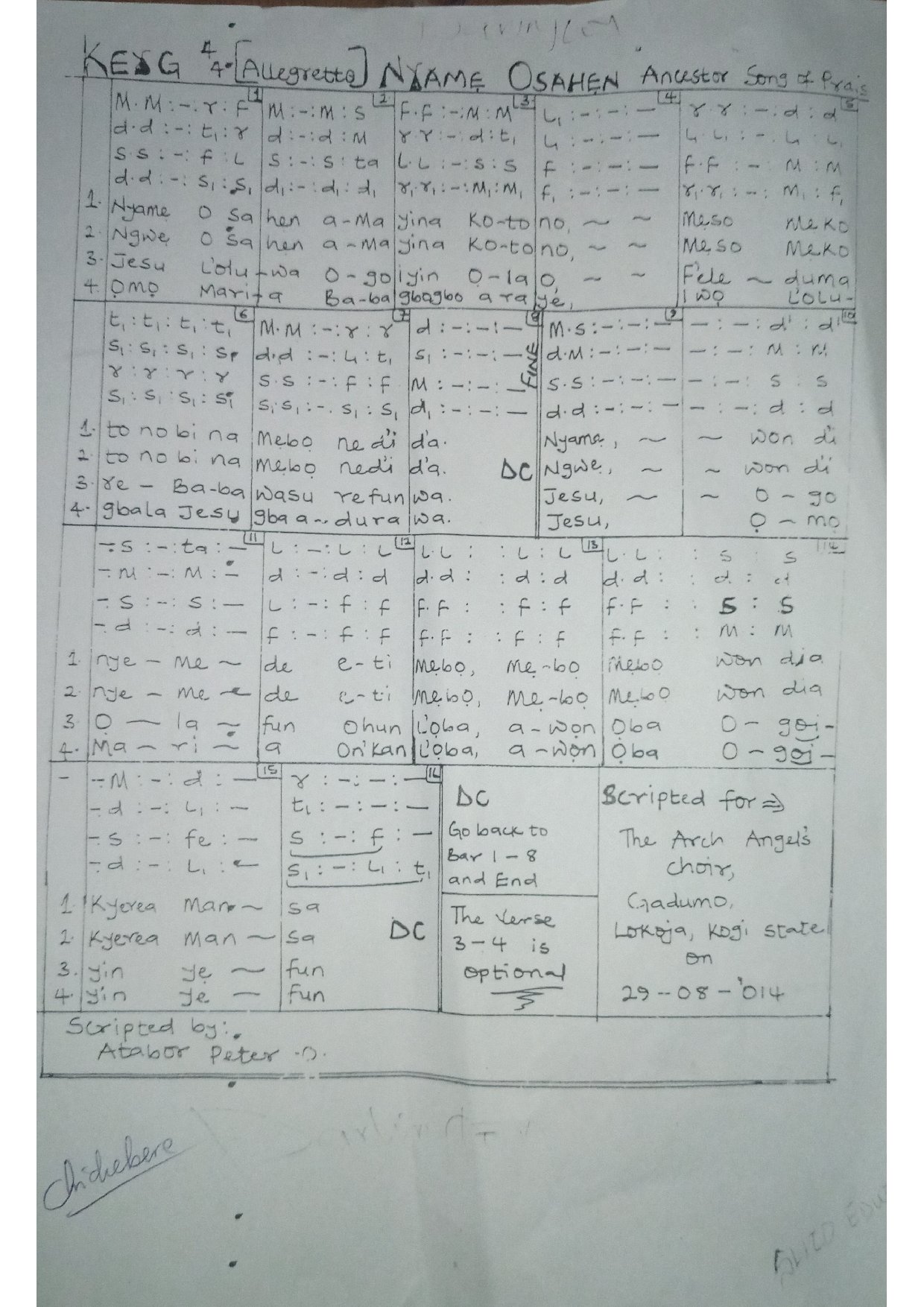 Nyane Osahen - Download Choir Script PDF