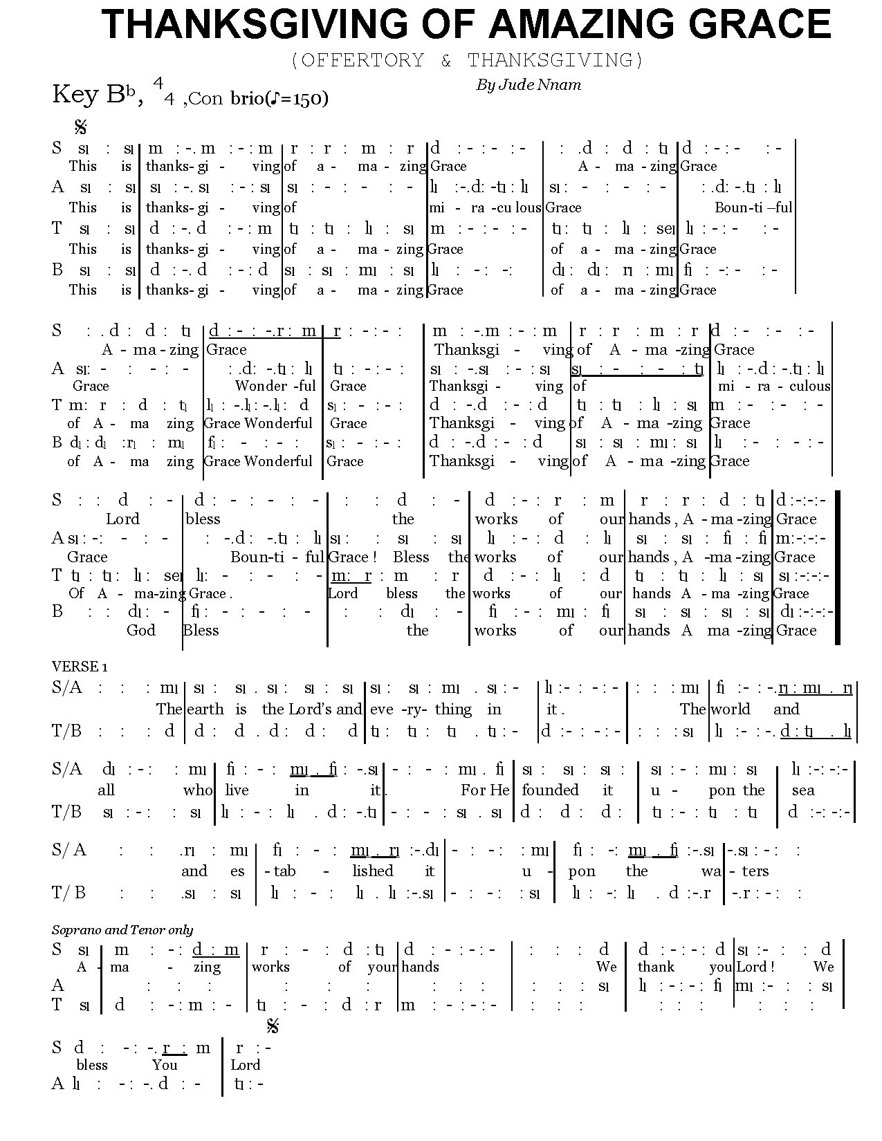 Thanksgiving Of Amazing - Download Choir Script PDF