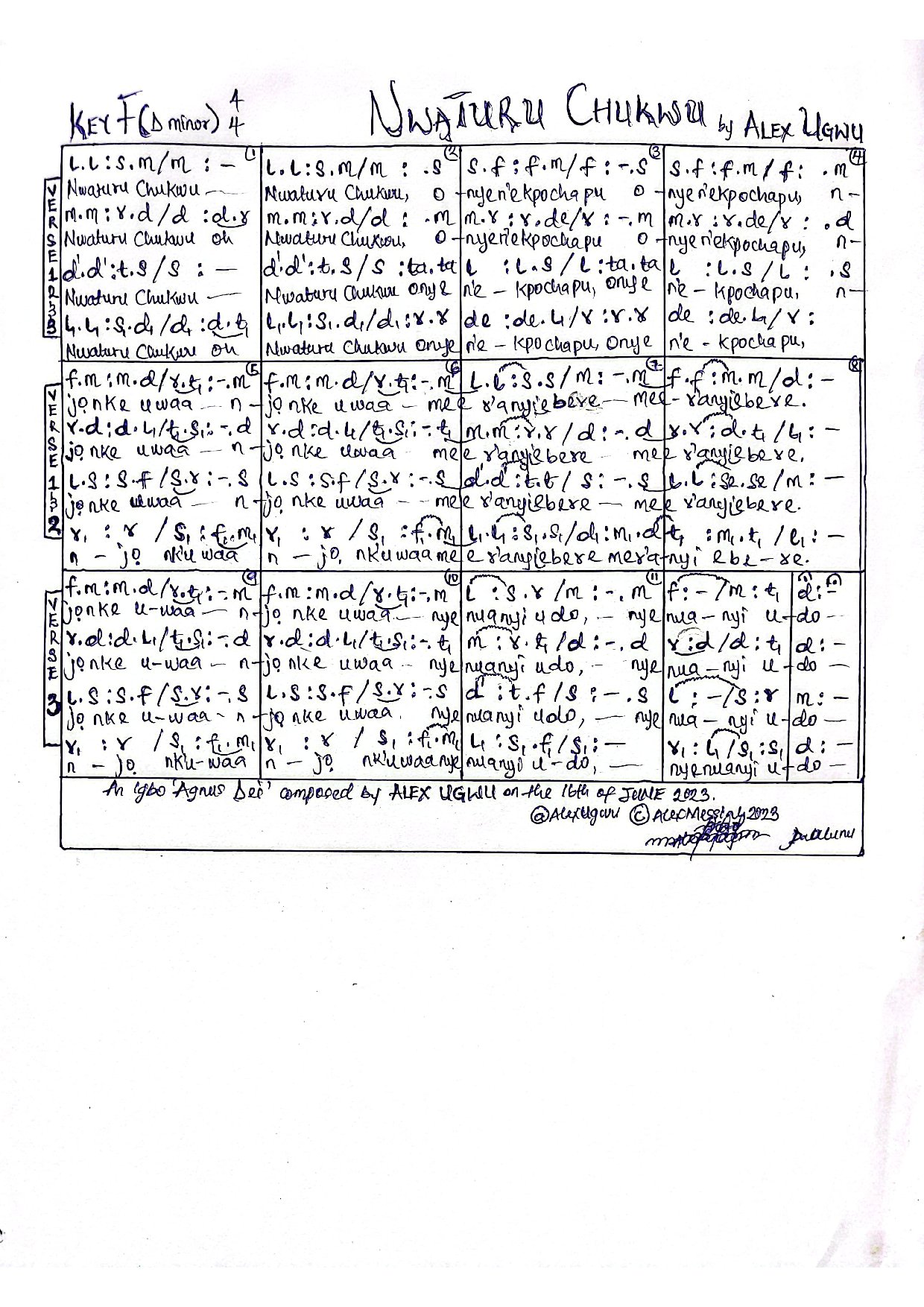 Nwaturu Chukwu - Alex Ugwu - Download Choir Script PDF