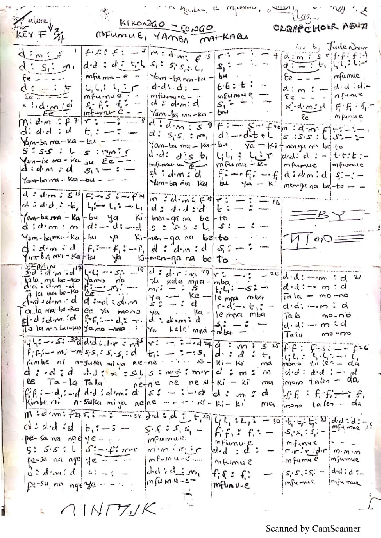 Mfumue, Yamba Ma-kabu - Download Choir Script PDF