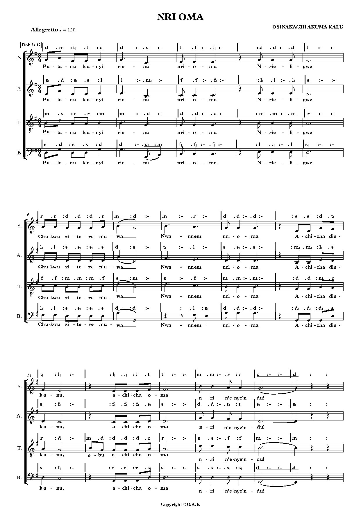Nri Oma.p - Download Choir Script PDF