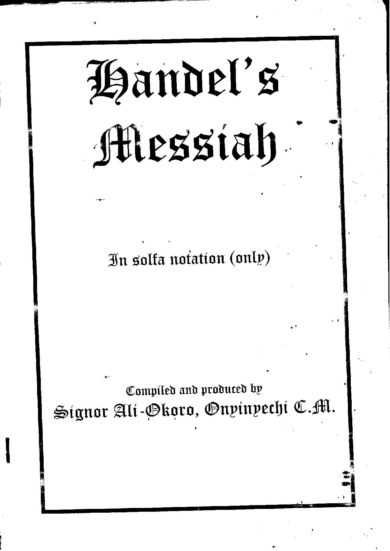 Messiah In Solfa Part 1 - Download Choir Script PDF