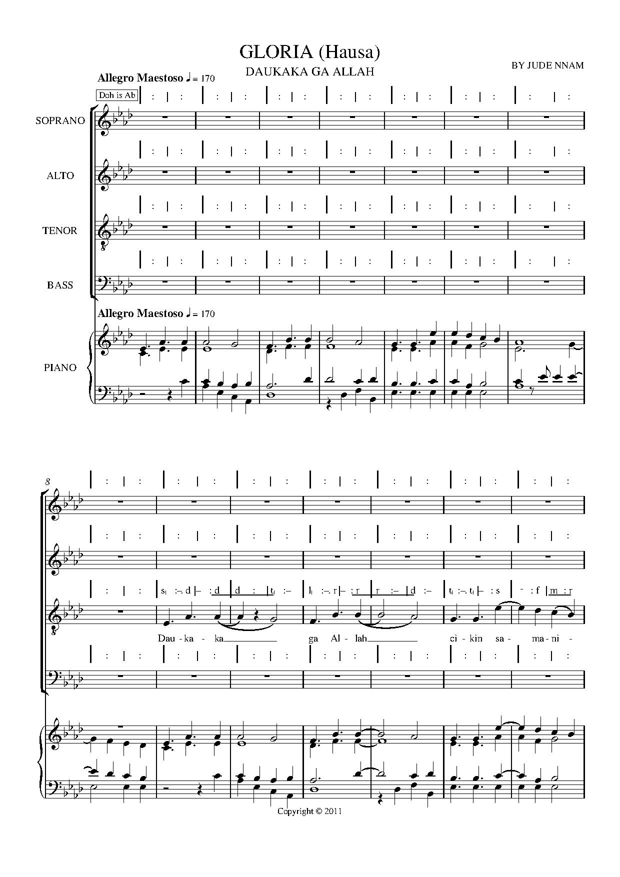 Missa Hausa - Gloria - Download Choir Script PDF