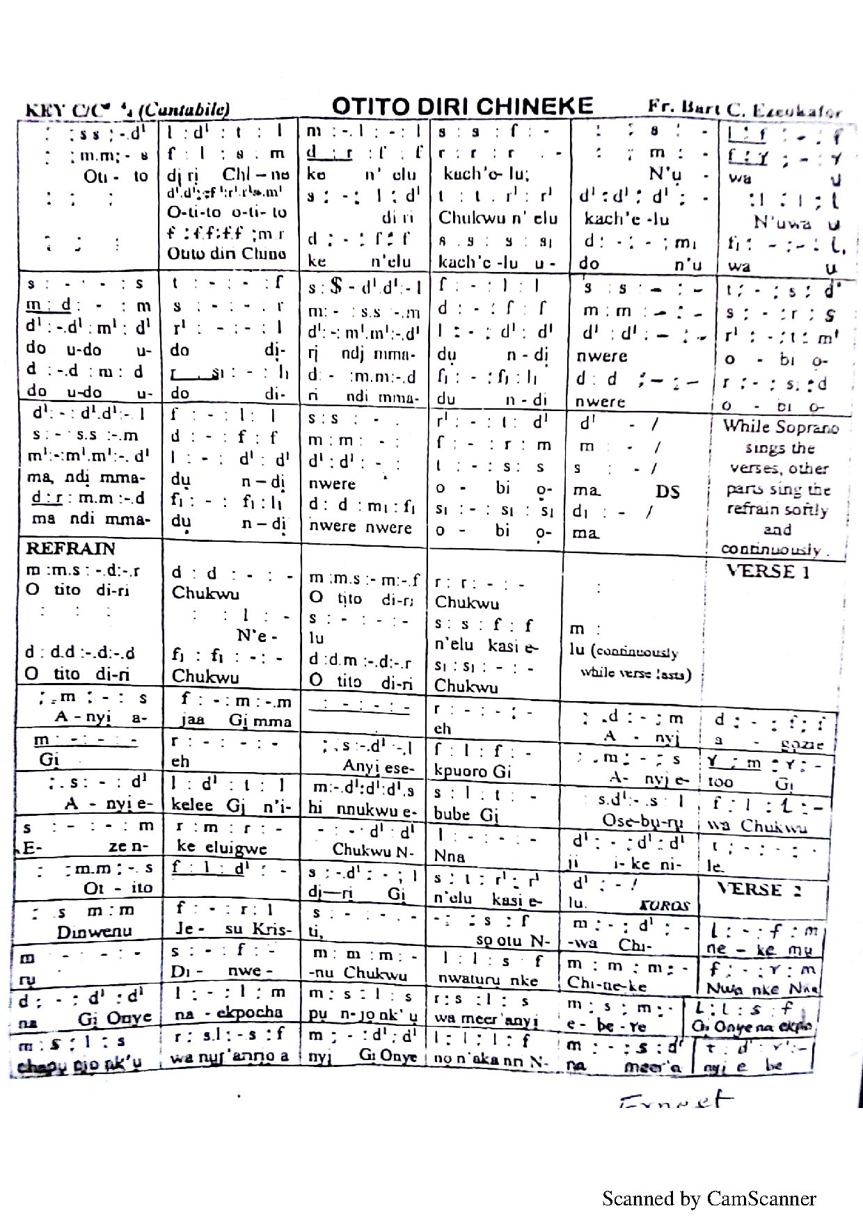 Otito Diri Chineke (fr. Barth C. Ezeokafor) - Download Choir Script PDF