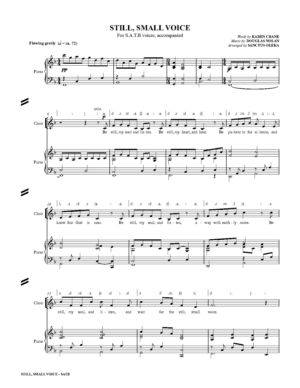 Still, Small Voice - Full Score - Download Choir Script PDF