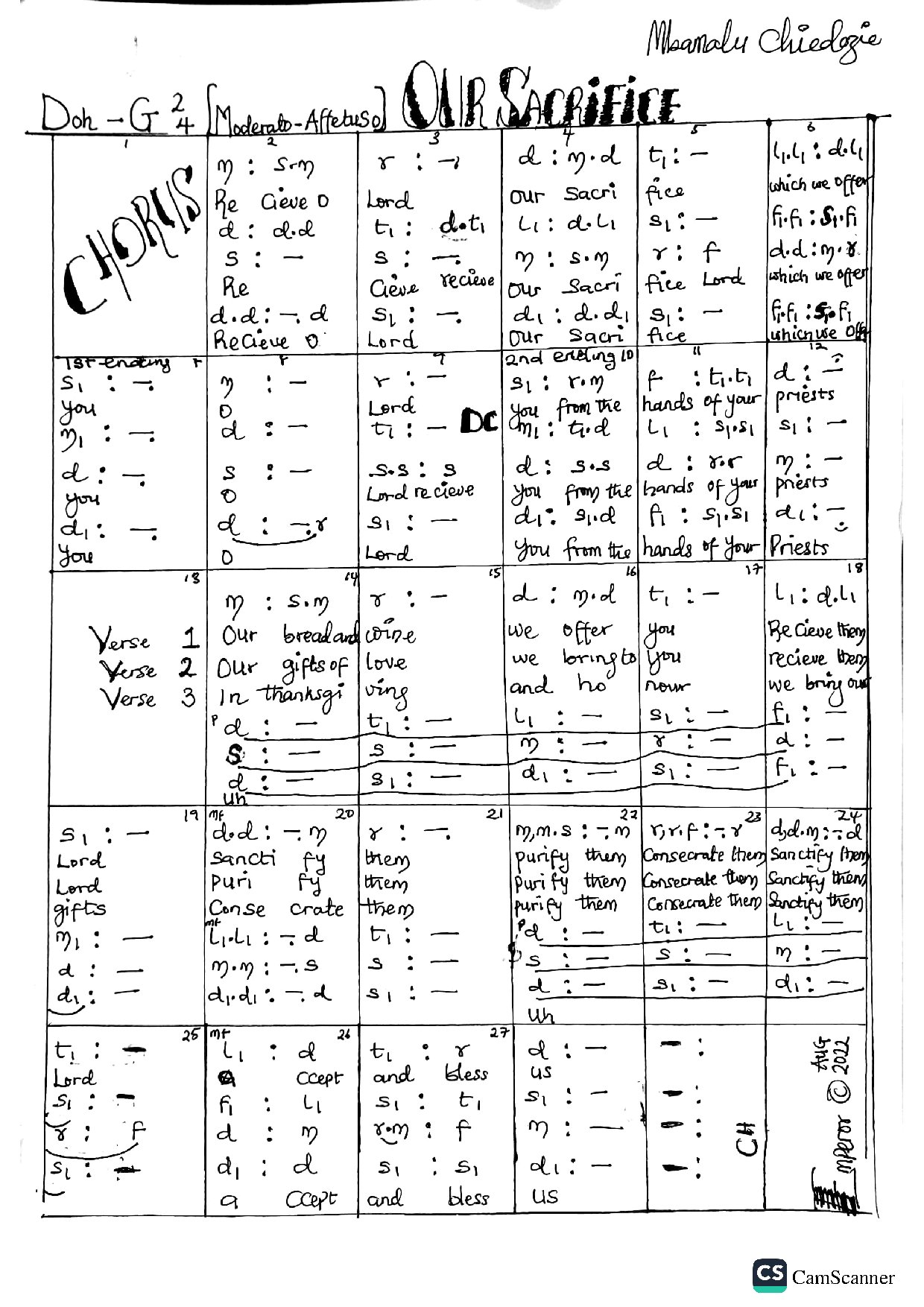 Our Sacrifice - Download Choir Script PDF