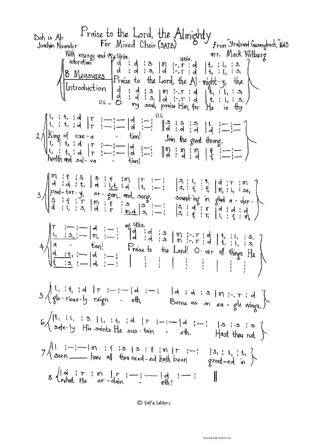 Praise To The Lord - Mack Wilberg - Download Choir Script PDF