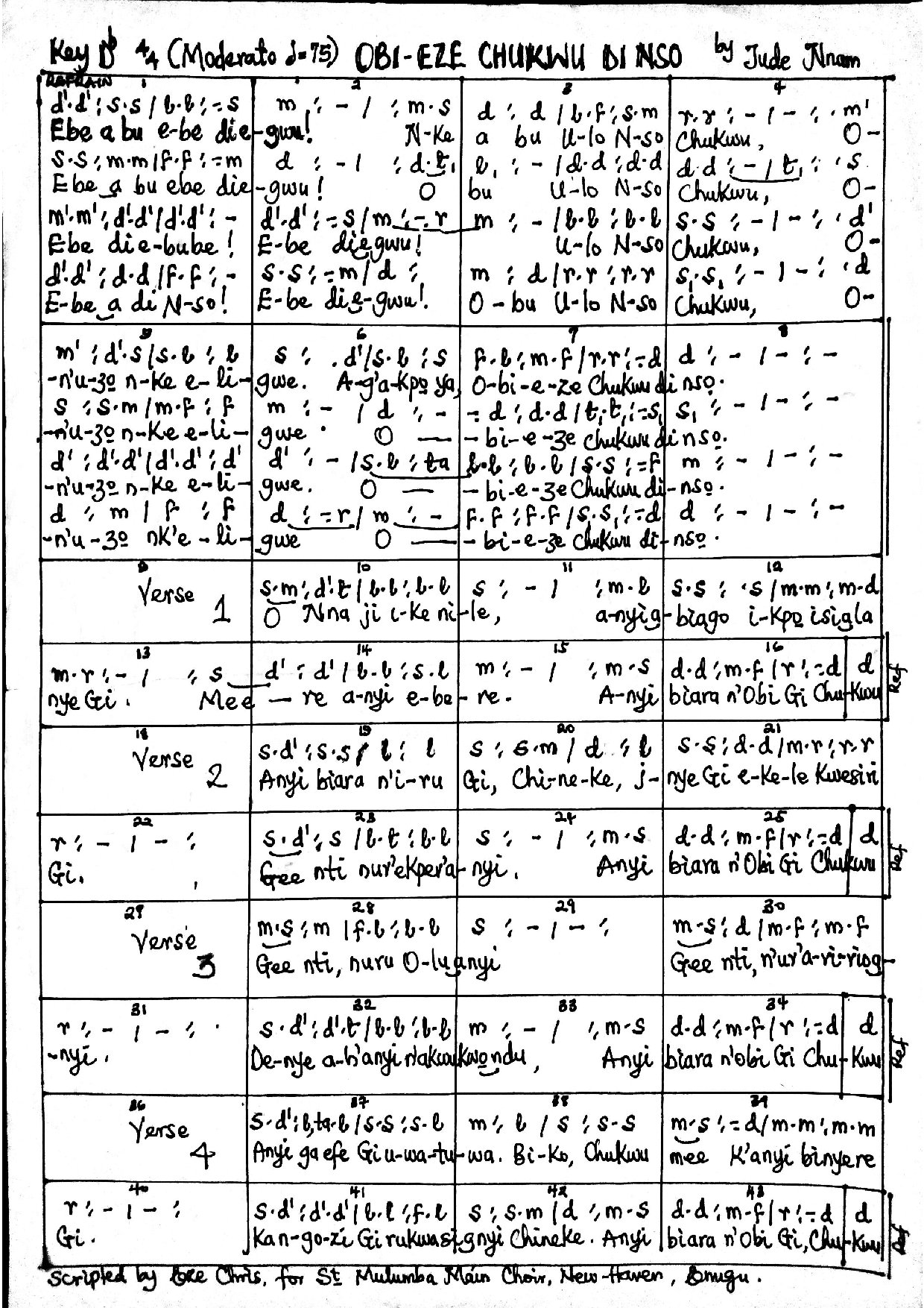 Obi Eze Chukwu...jude Nnam - Download Choir Script PDF