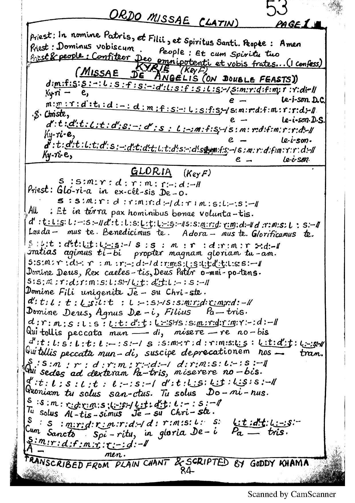 Ordo Missae (order Of Mass, And Latin Responses) - Download Choir Script PDF