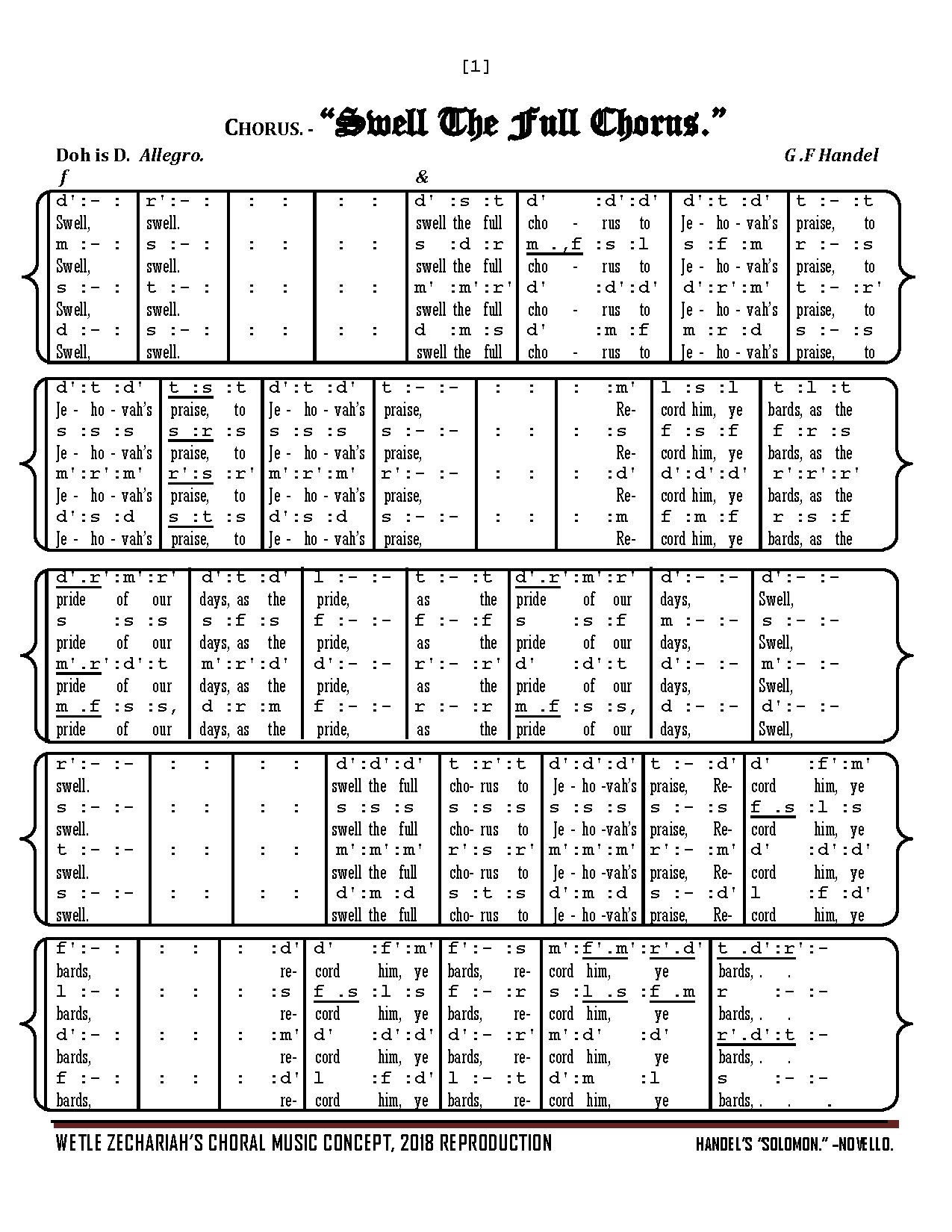 Swell The Full Chorus - Handel - Download Choir Script PDF