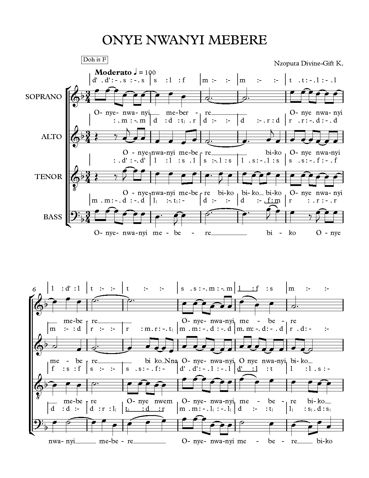 Onyenwanyi Mebere - Download Choir Script PDF