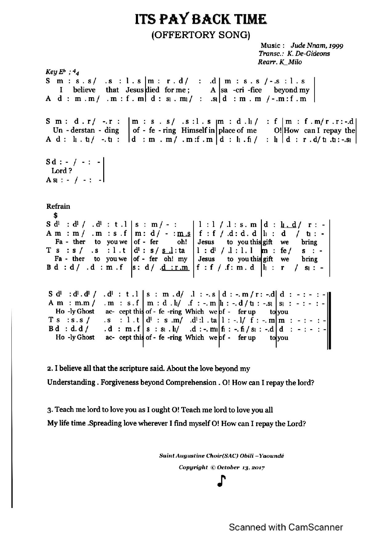 Pay Back Time - Download Choir Script PDF