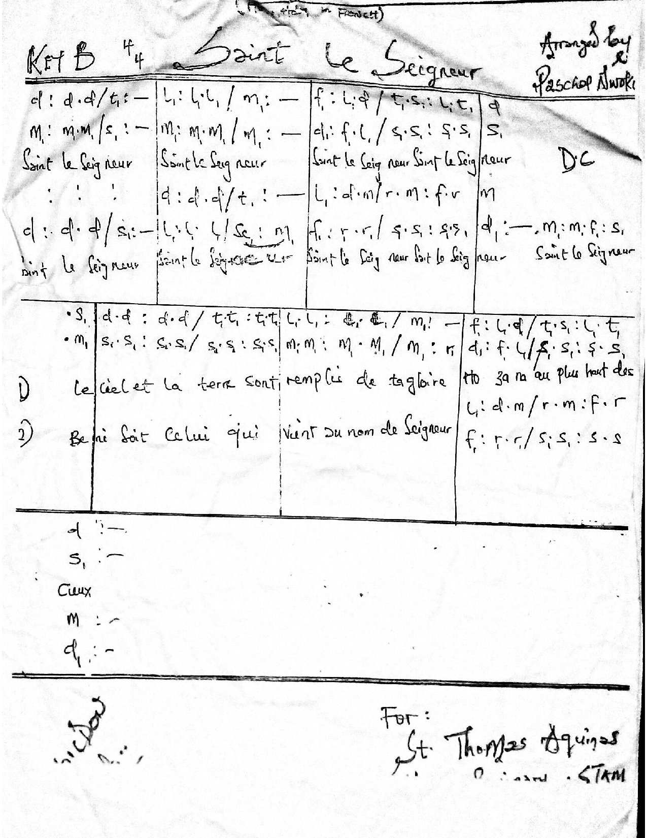 Saint Le Seigneur - Download Choir Script PDF