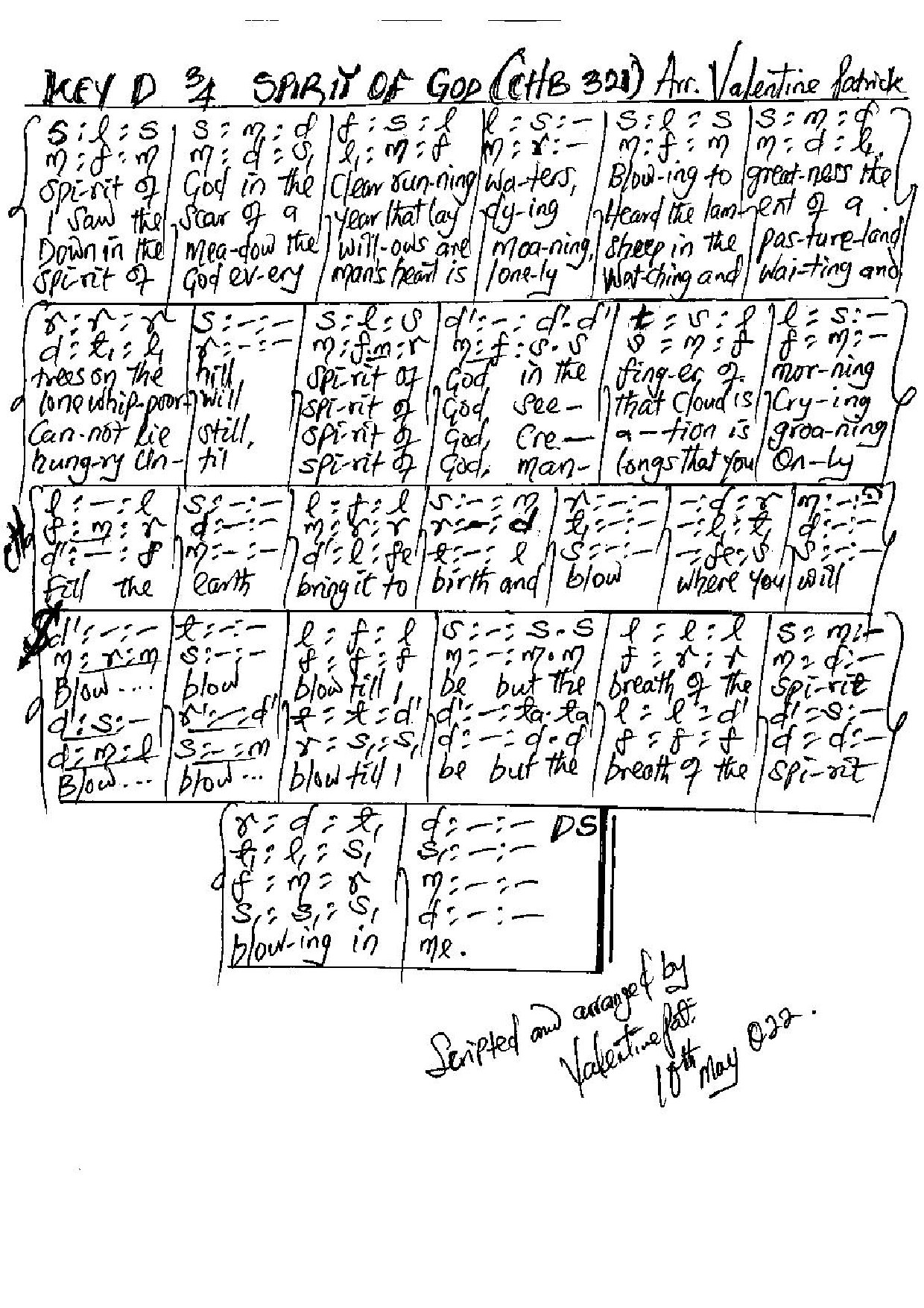 Spirit Of God Chb 321 - Download Choir Script PDF