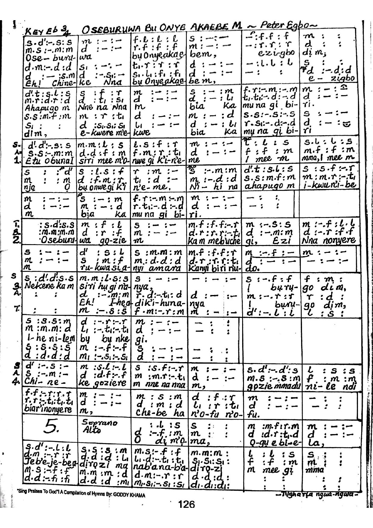 Osebuluwa Bu Onye Akaebe M - Peter Egbo - Download Choir Script PDF