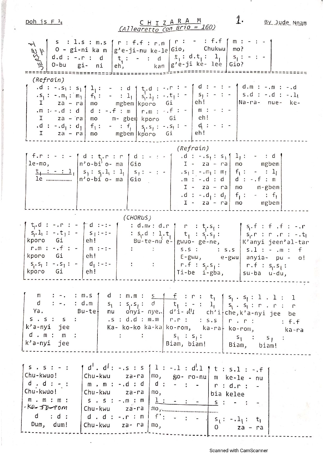 Chizara M ~ Jude Nnam - Download Choir Script PDF