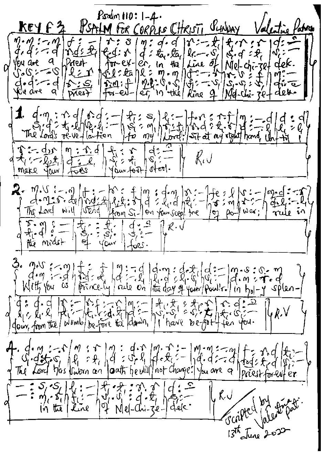 Psalm For Corpus Christi Sunday - Download Choir Script PDF