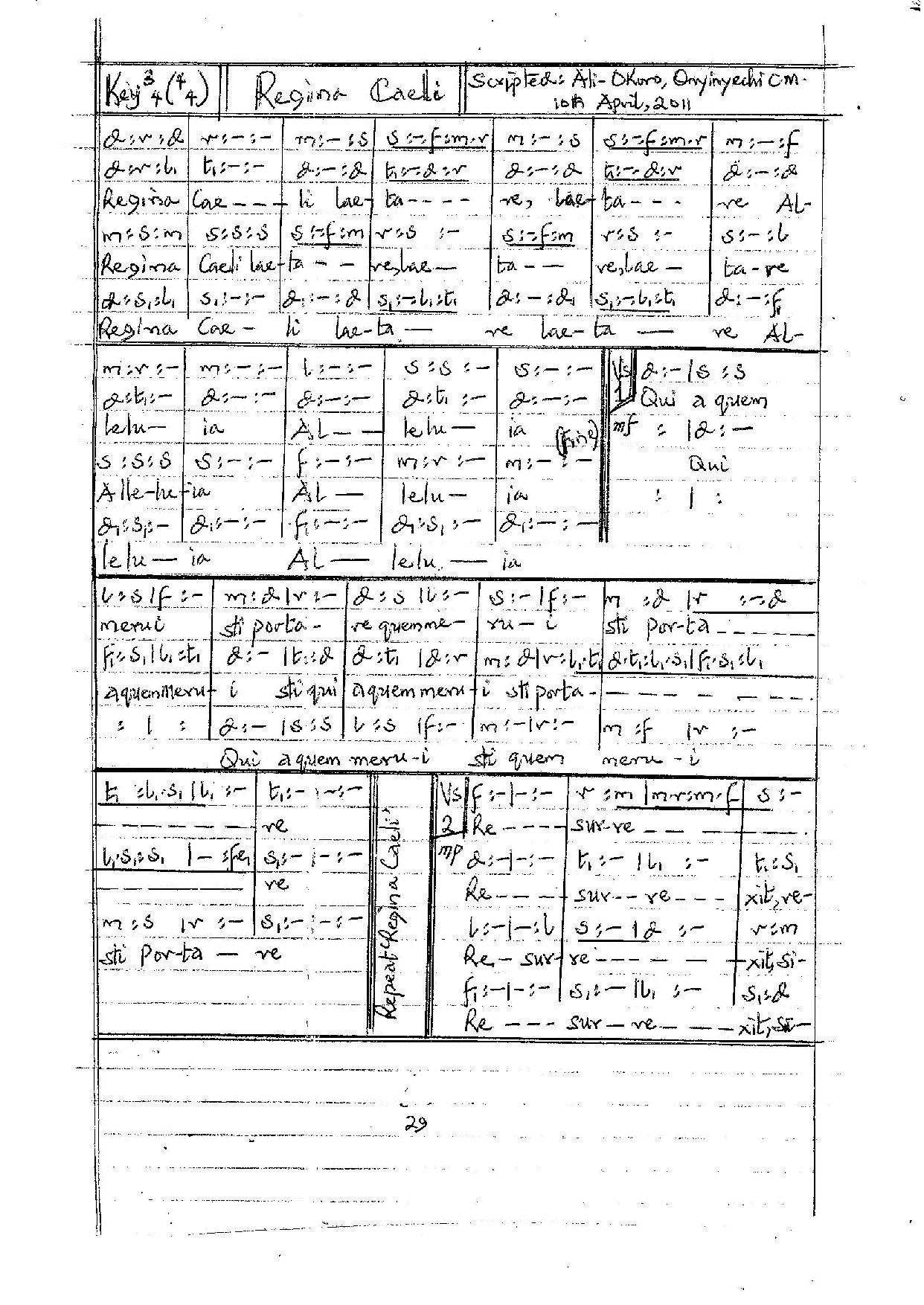 Regina Caeli - Correct - Download Choir Script PDF
