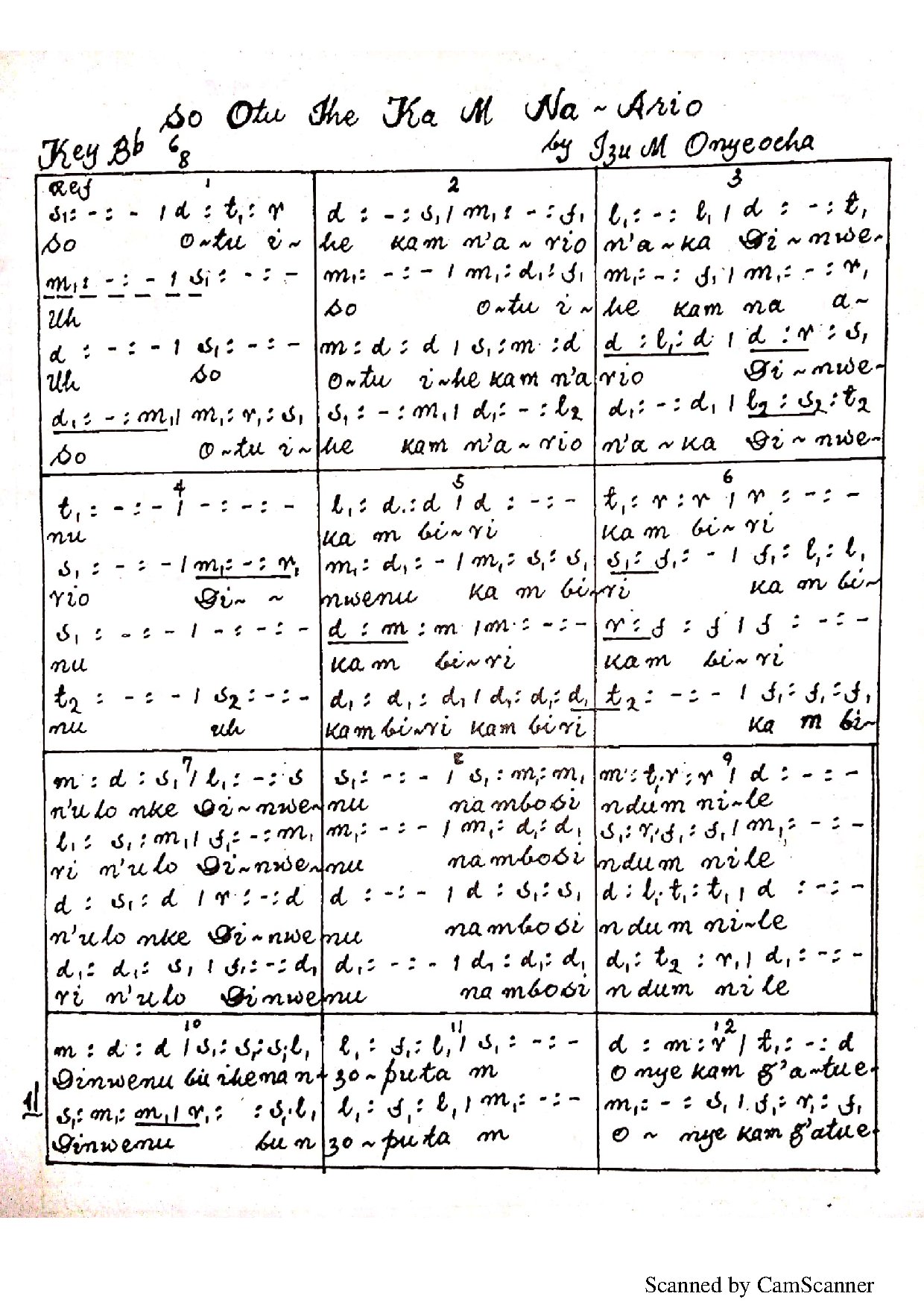 So Otu Ihe & Cheta Onyenwem - Download Choir Script PDF