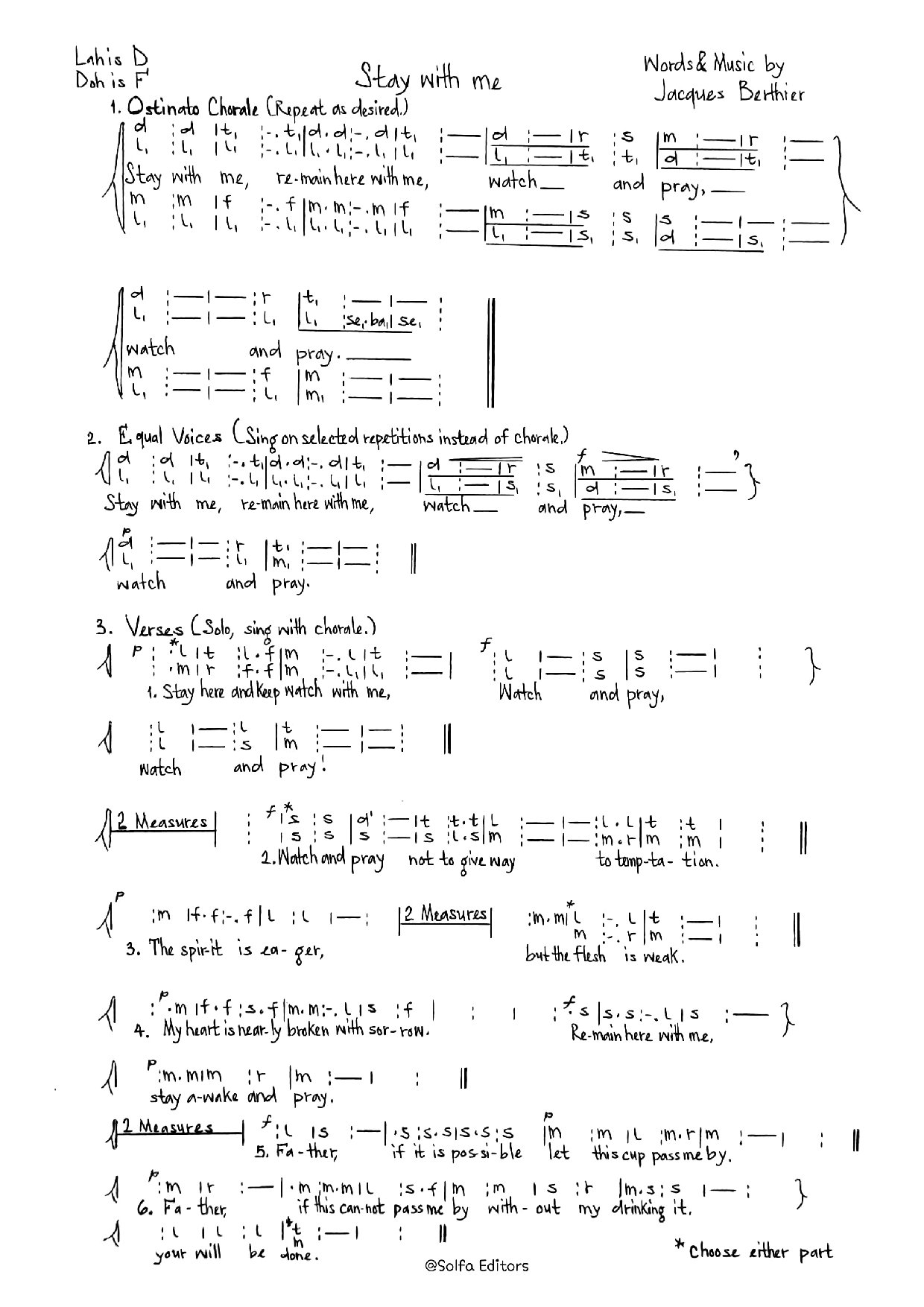 Stay With Me - Jacques - Download Choir Script PDF