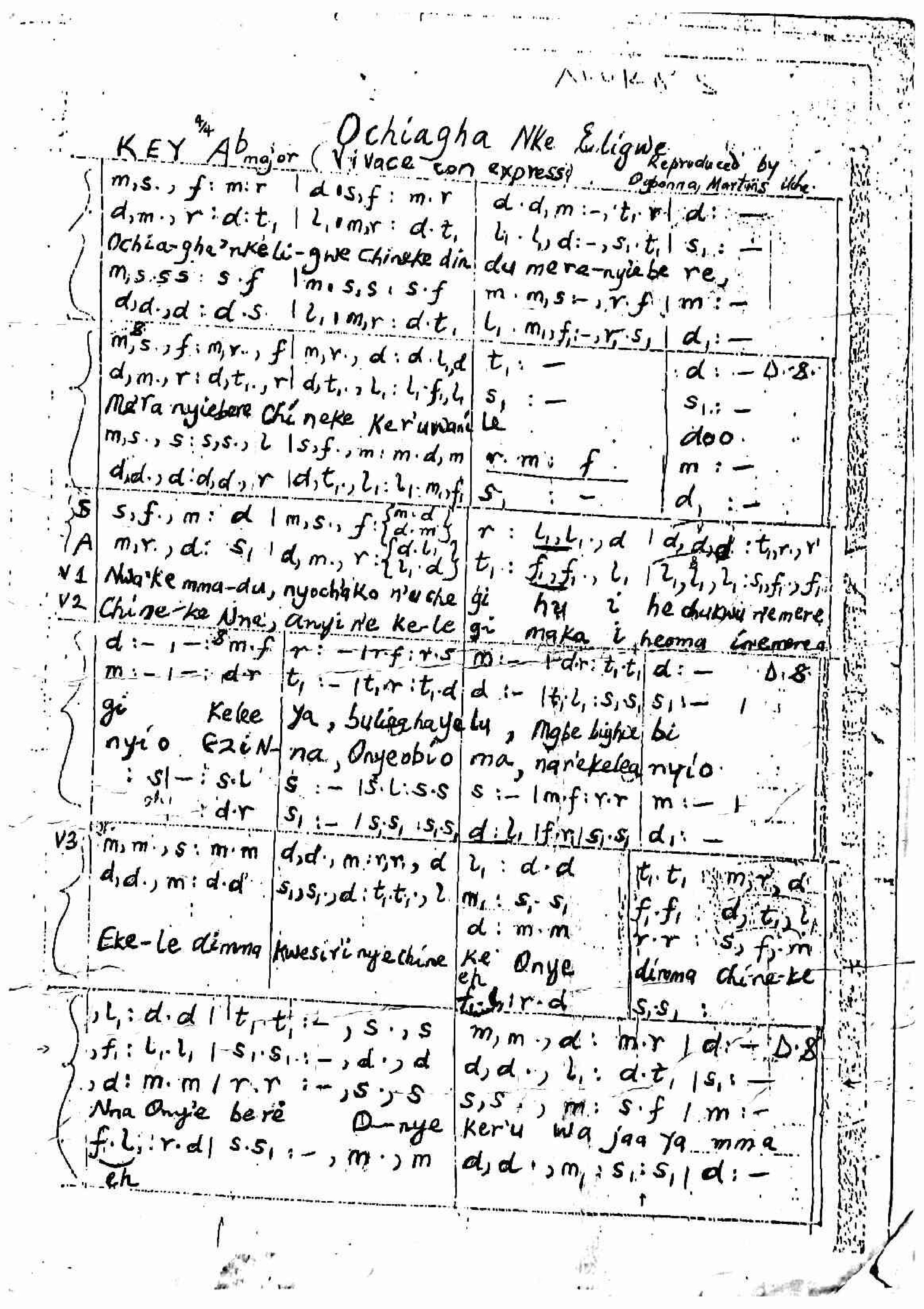 Ochiagha Nke Eligwe - Download Choir Script PDF