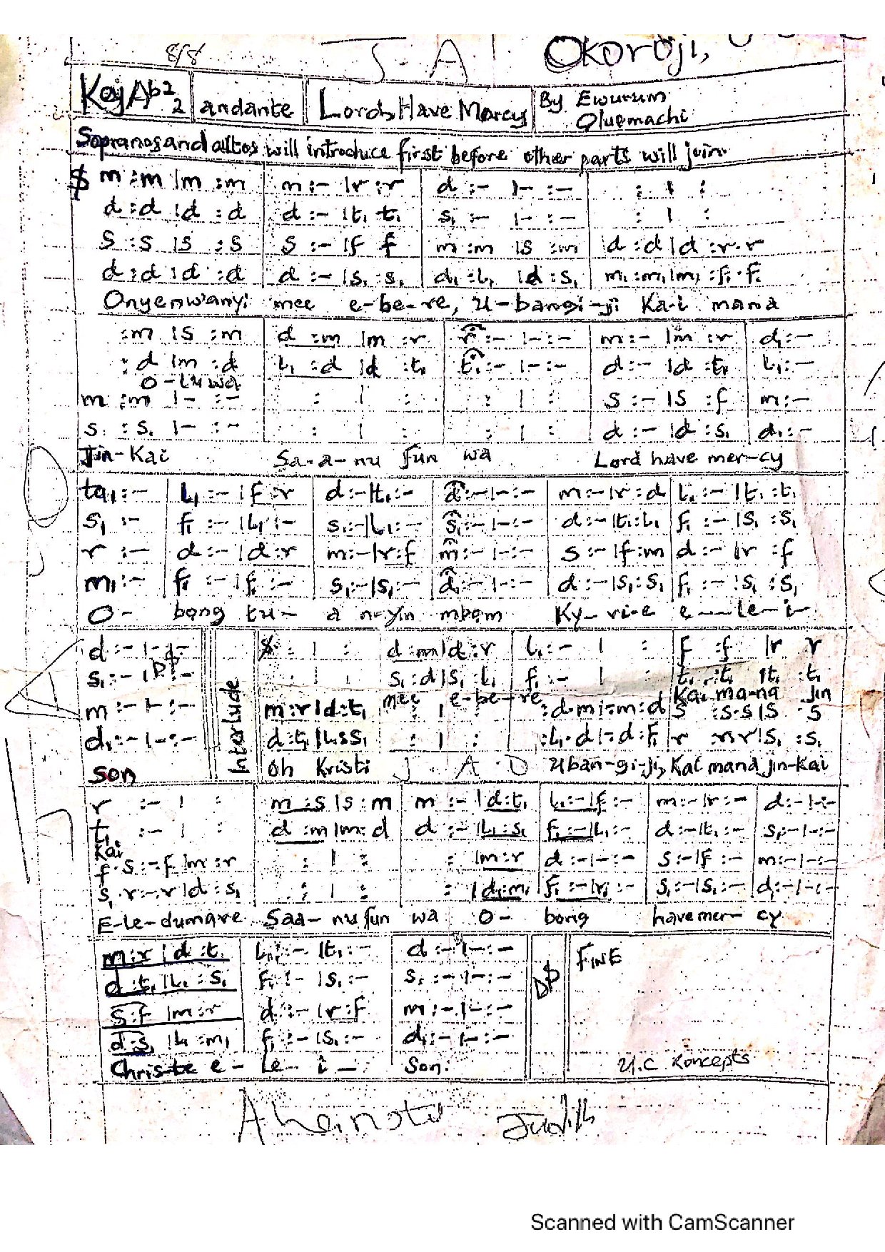 Onyenweanyi Mee Ebere Mixed - Download Choir Script PDF