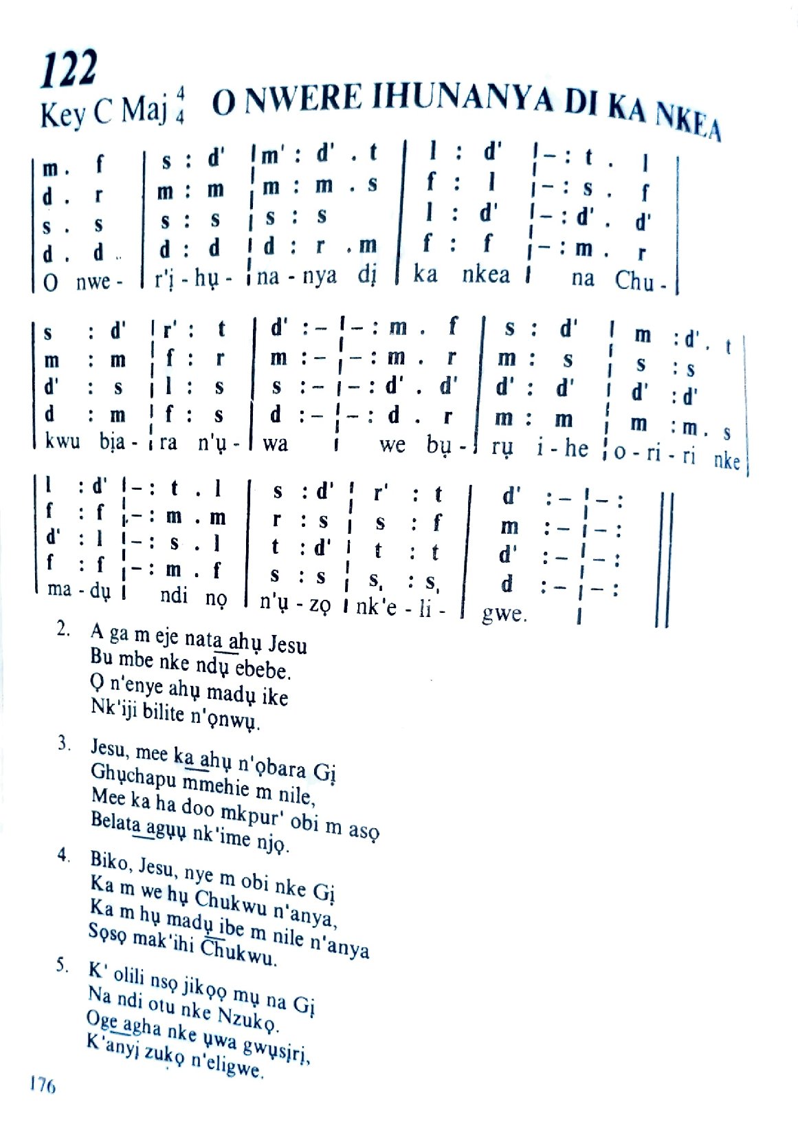O Nwere Ihunanya Dika Nkea - Download Choir Script PDF