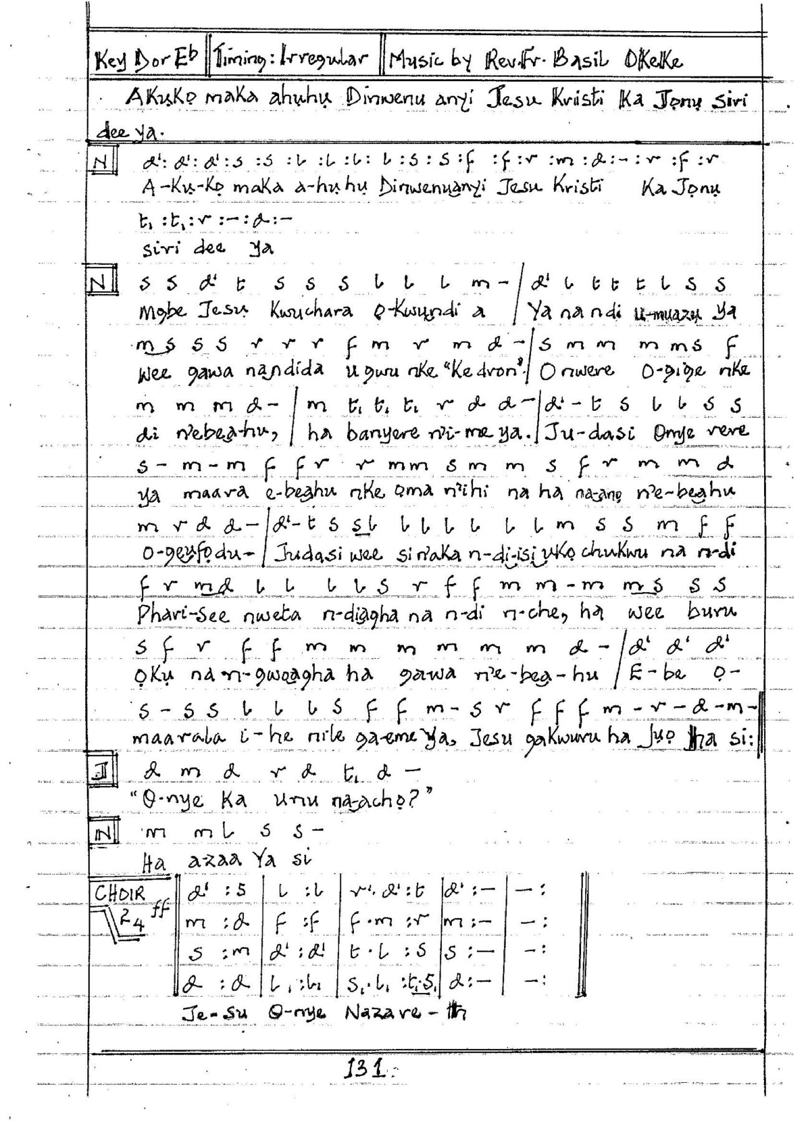 Passion Fr. Basil Okeke - Download Choir Script PDF