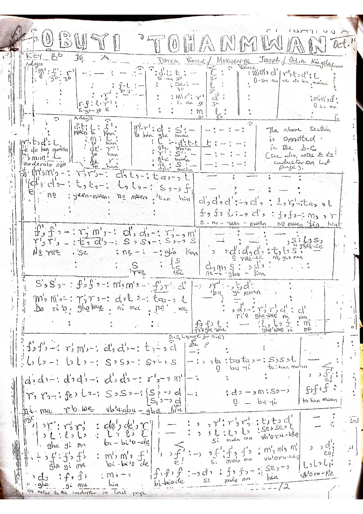 Obuyi Tuhanmwan - Download Choir Script PDF