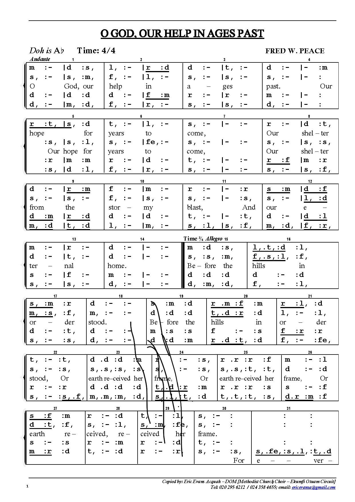 O God Our Help In Ages Past Tonic - Download Choir Script PDF