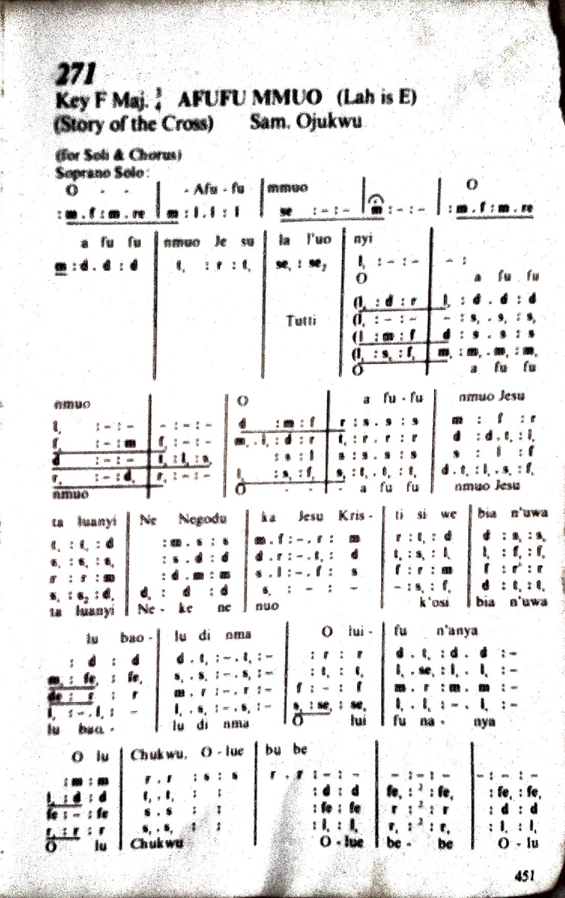 Sam Ojukwu - Afufu Mmuo - Download Choir Script PDF