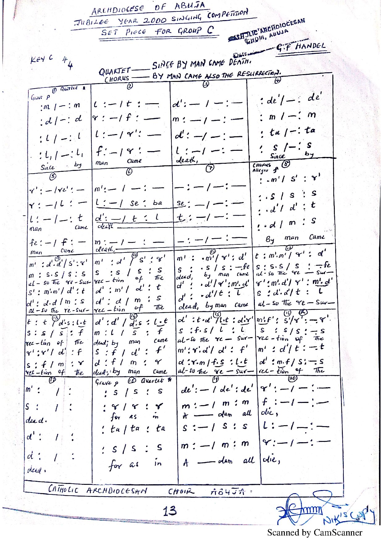 Since By Man Came Death Handel Trans - Download Choir Script PDF