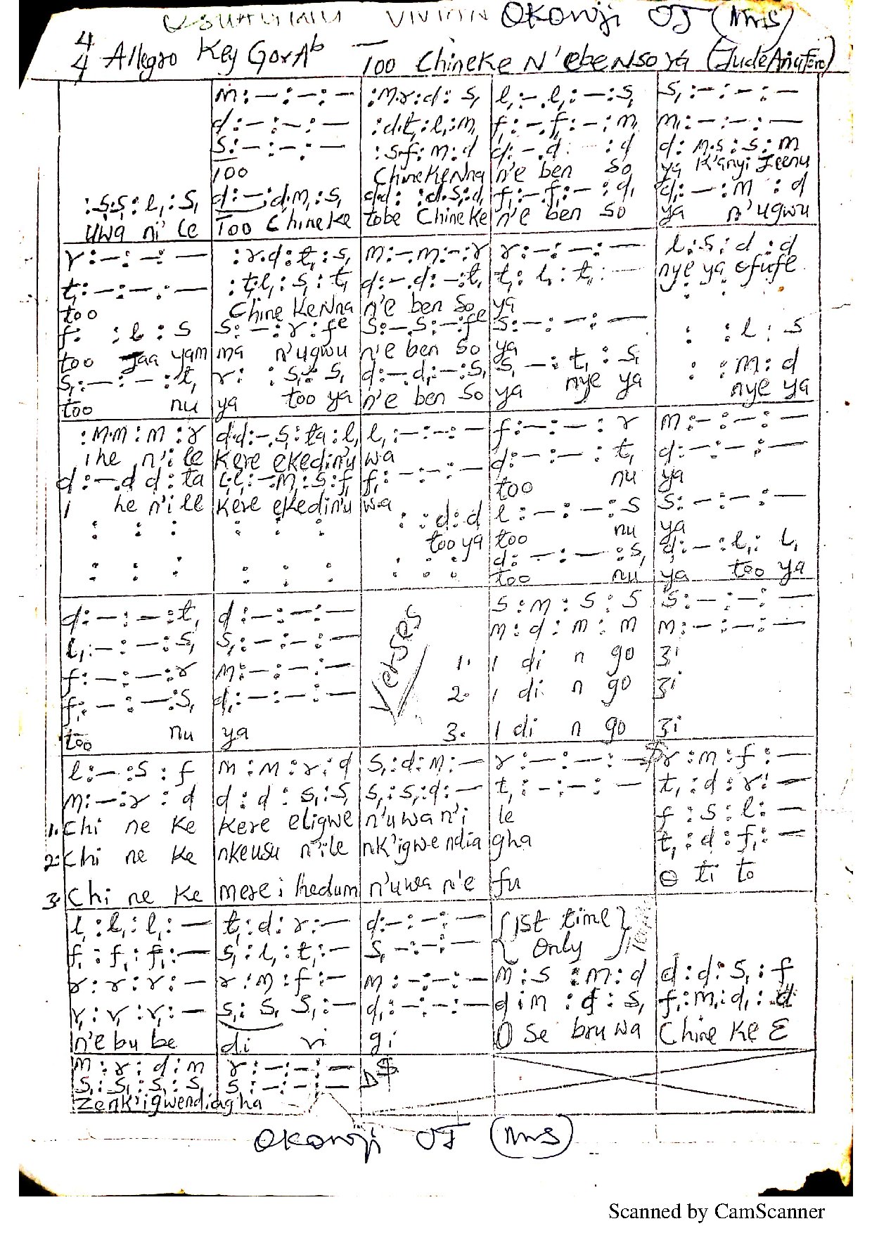 Too Chineke N'ebe Nso Ya - Download Choir Script PDF