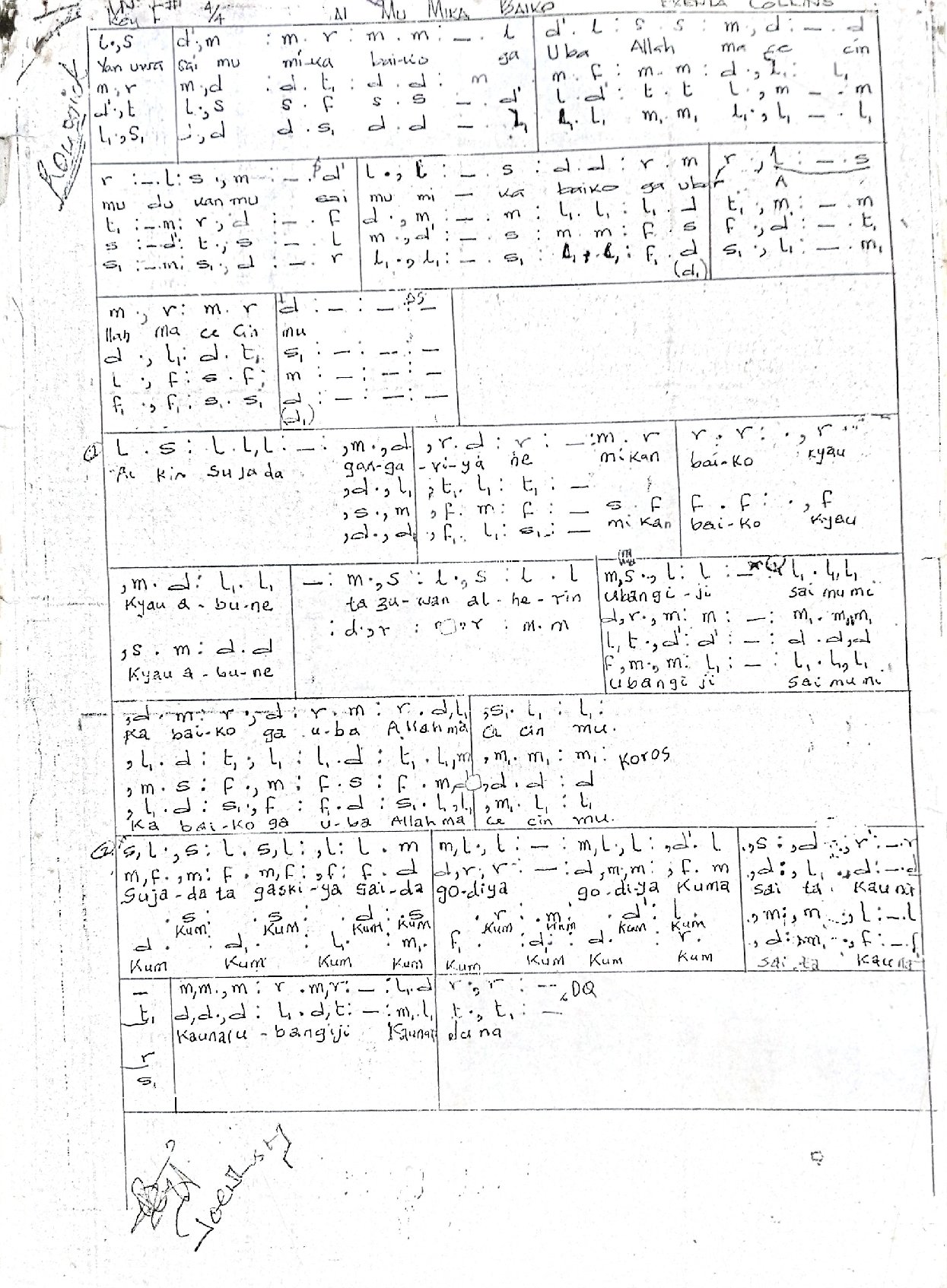 Sai Mu Mika Baiko - Download Choir Script PDF
