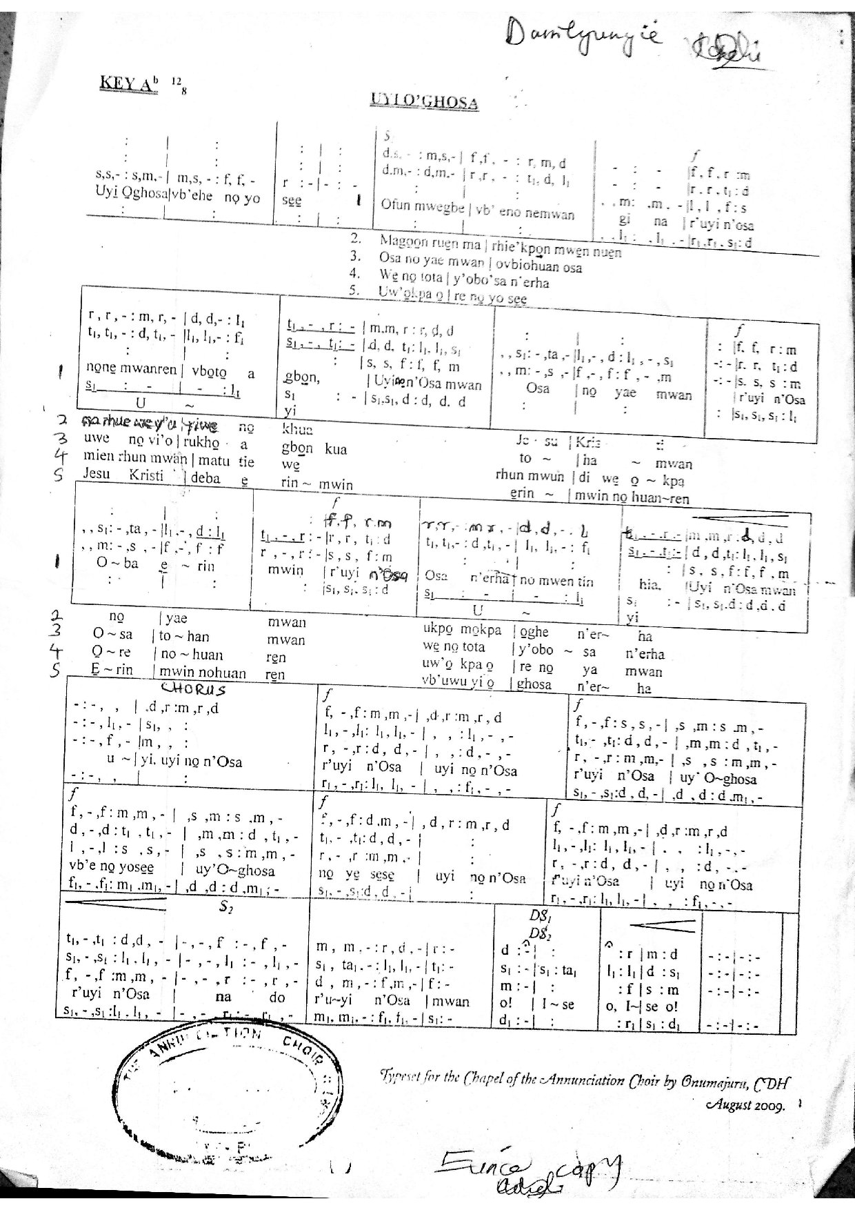 Uyi O'ghosa - Download Choir Script PDF