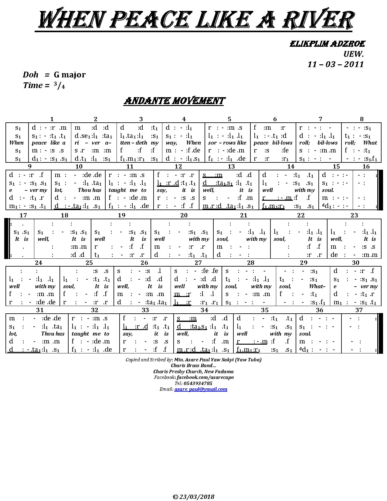 When Peace Tonic - Download Choir Script PDF