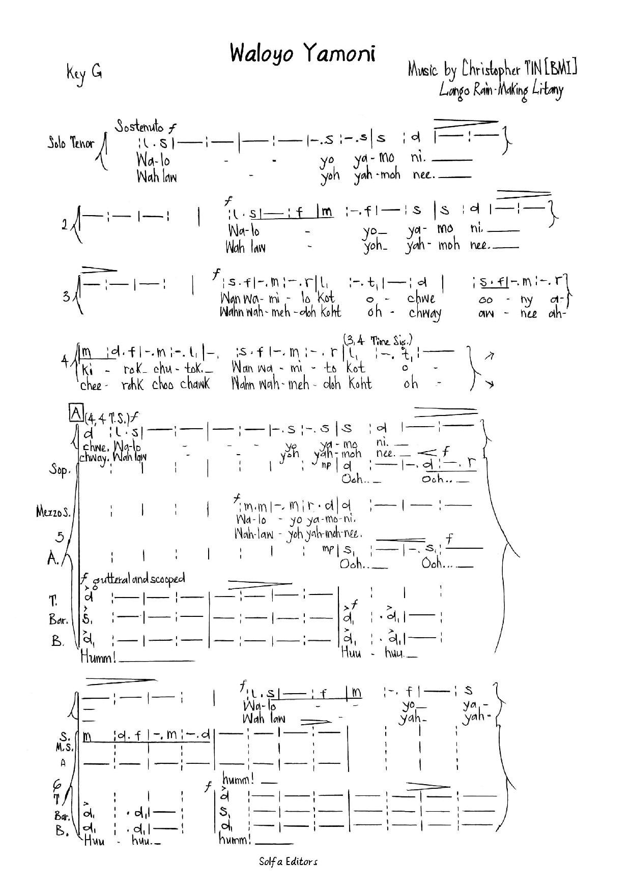 Waloyo Yamoni - Download Choir Script PDF