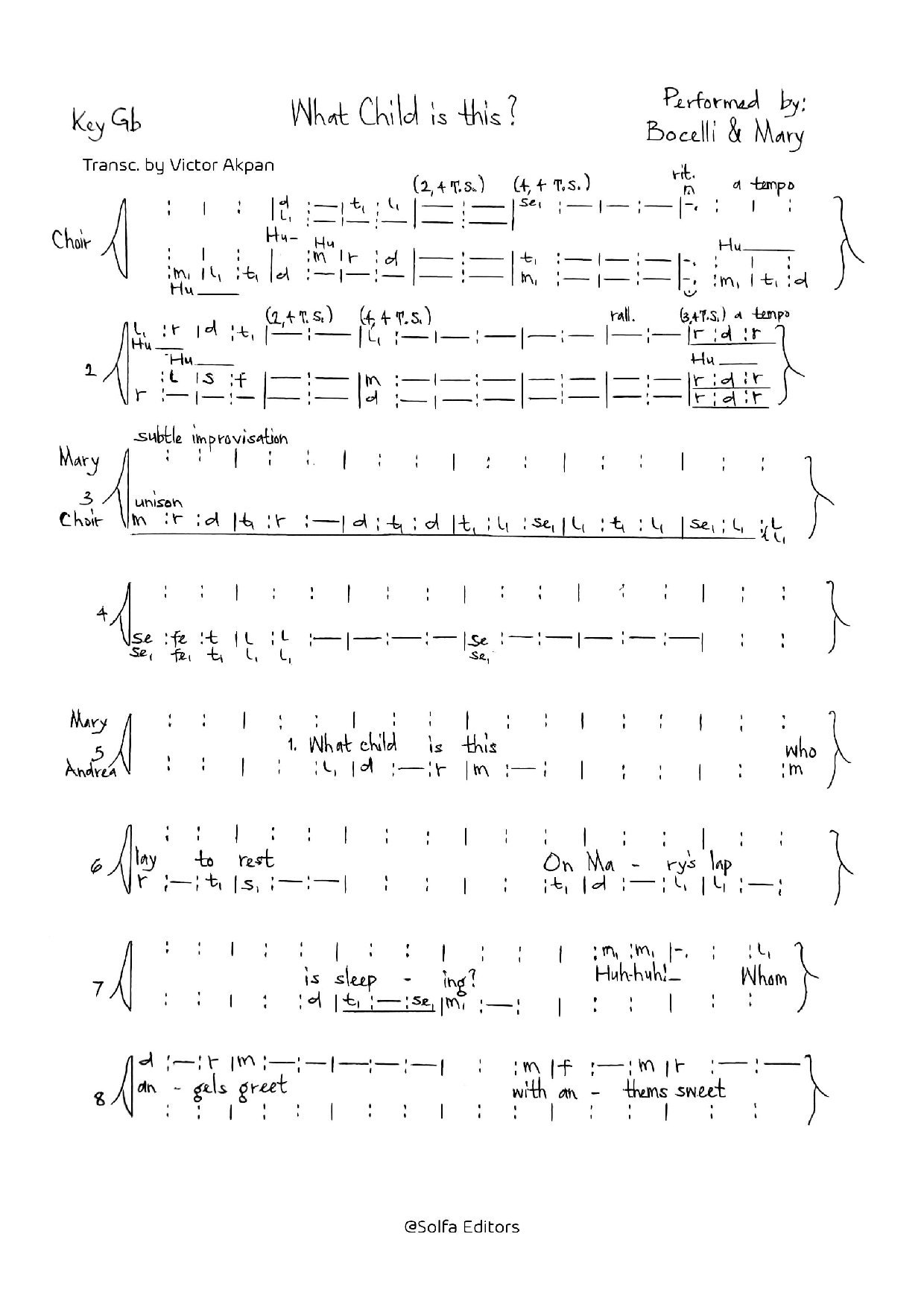 What Child Is This - Duet - Download Choir Script PDF
