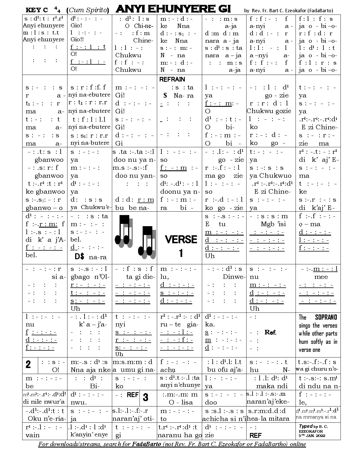 Anyi Ehunyere Gi Corrected - Download Choir Script PDF