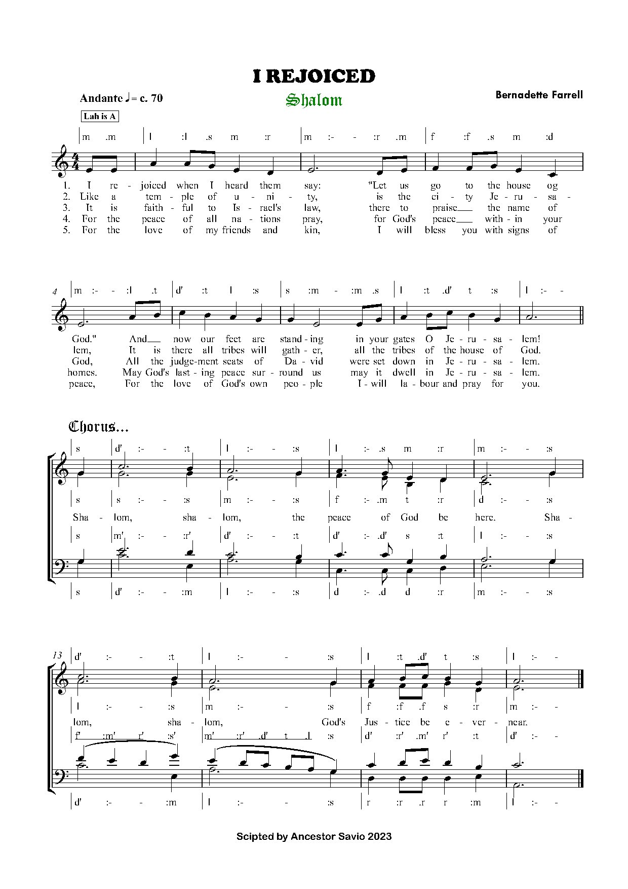 I REJOICED - Shalom