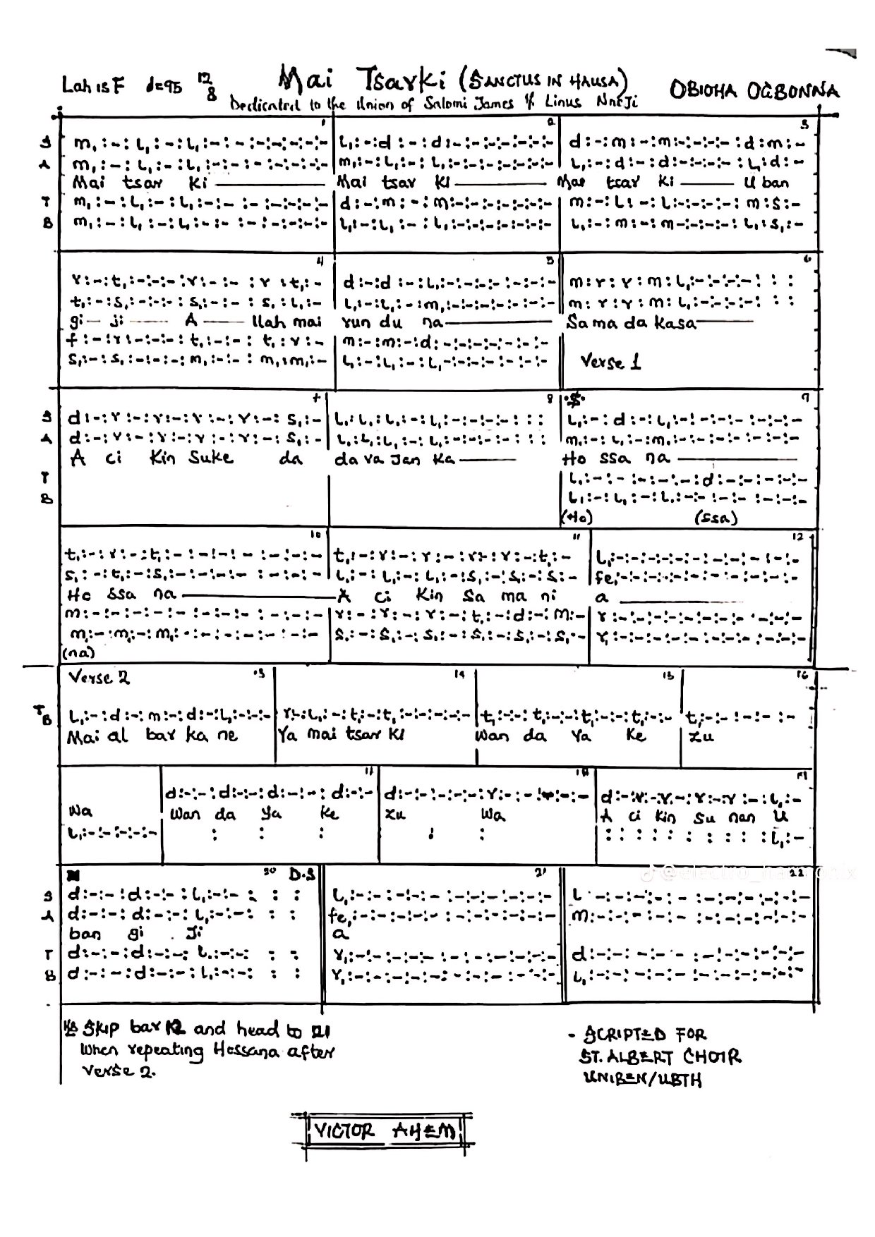 Mai Tsarki (Sanctus in Hausa)