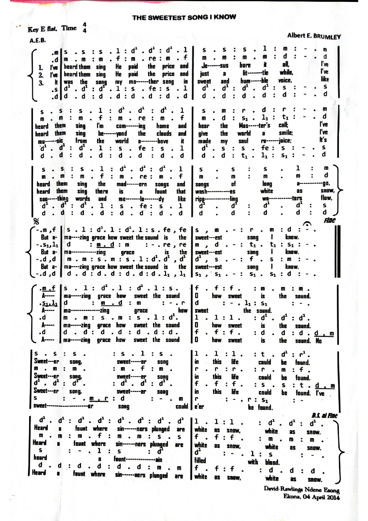 The Sweetest Song (amazing Grace) - Download Choir Script PDF