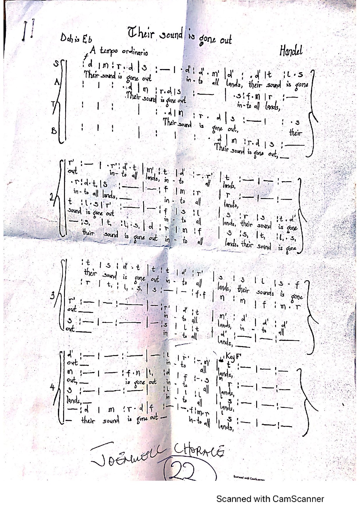 Their Sound Is Gone Out - Handel - Download Choir Script PDF