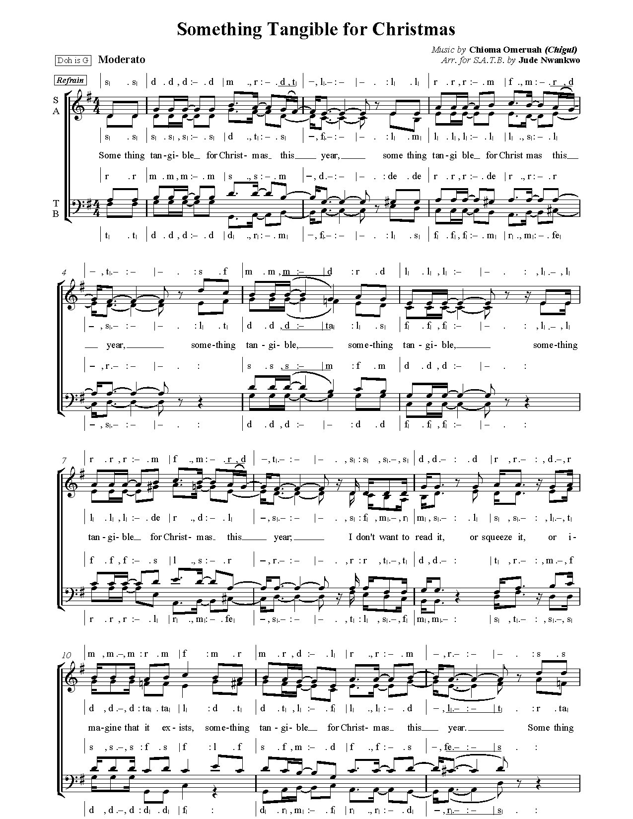 Xmass Something Tangible For Christmas This Year - Download Choir Script PDF